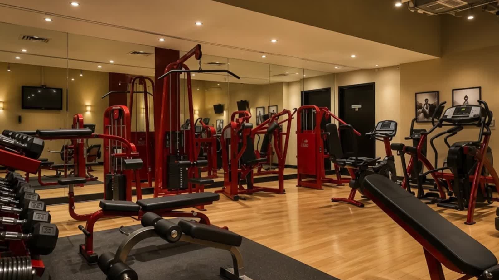 Fitness center with weights and cardio machines